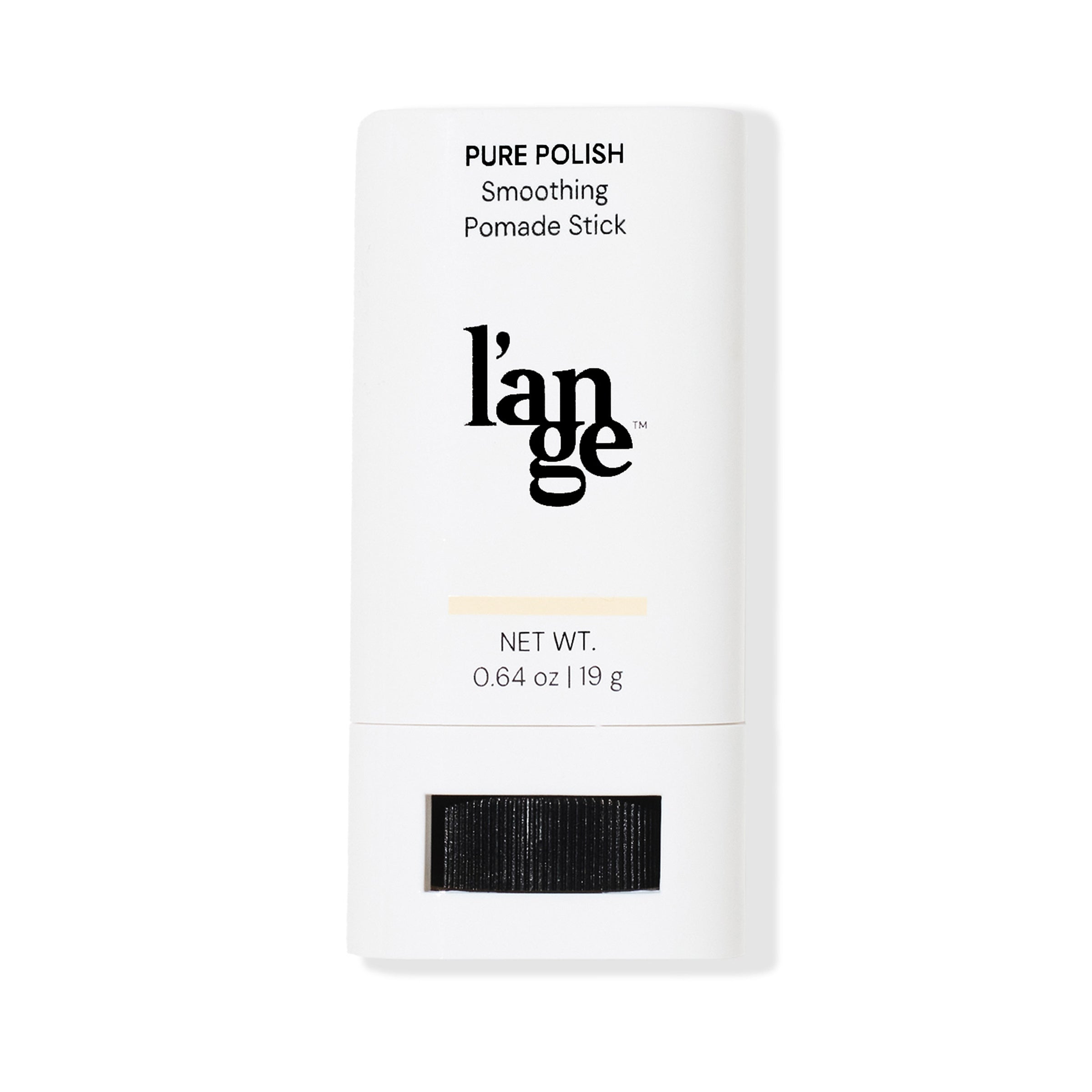 Smoothing Pomade Stick in compact white packaging with twist-up applicator on a white background