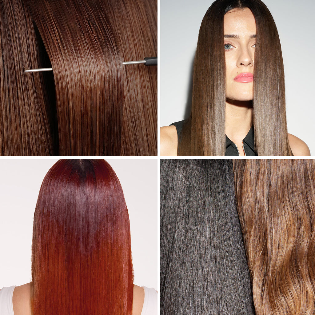 Grid of shiny hair