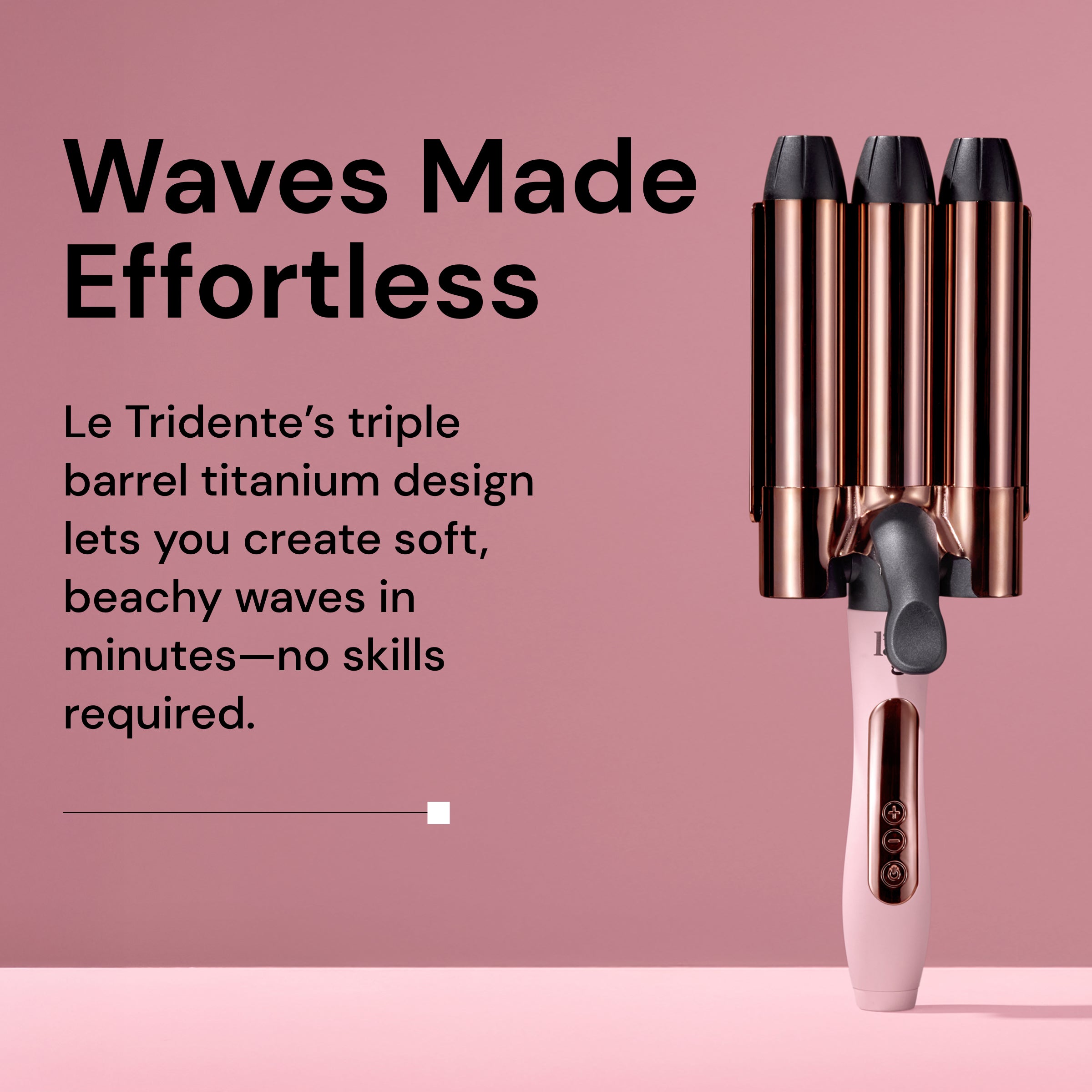 Waves made effortless with Le Tridente against a blush background. 