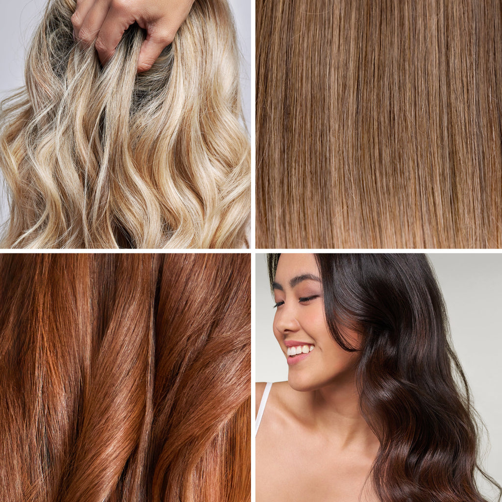 Four different models showing their clean, revived hair after using Star Dust Dry Shampoo.